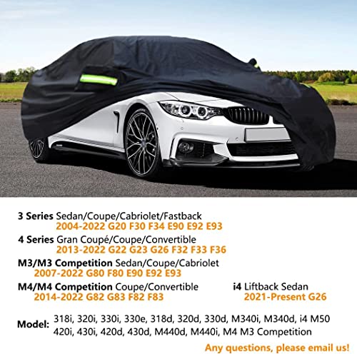 Image of Custom Car Cover Compatible with BMW 3 Series M3 Sedan 2004-2026 /4 Series M4 2013-2026, Waterproof Car Covers with Cotton Lining, All Weather Rain Snow Sun UV Cover for Outdoor Indoor