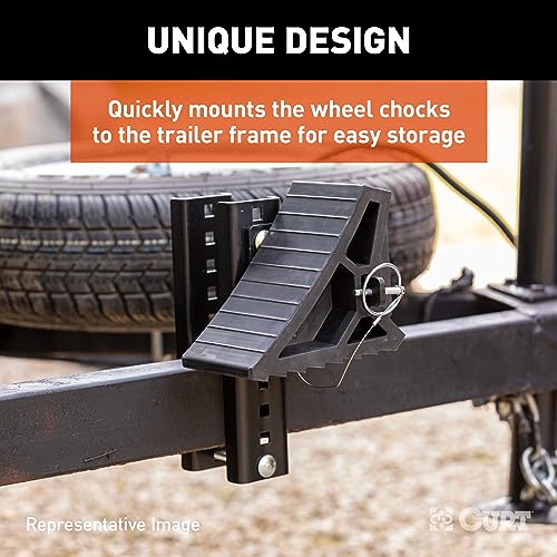 Image of CURT 22803 HD Wheel Chock with Mounting Bracket