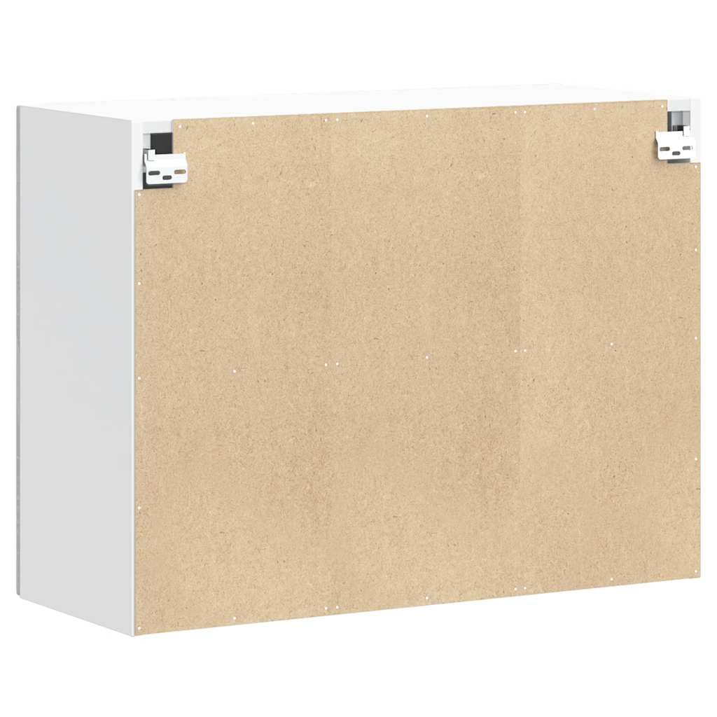 Lucca Küchen Hängeschrank Grau Sonoma, Holzwerkstoff, Wandmontage, Aufbewahrungsschrank mit Glastüren, 80x31x60cm, Moderner Vorratsschrank für Geschirr und Kochutensilien