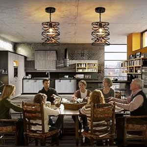 Farmhousependantlightindustrialpendantlightskitchenislandsmallrusticmetalcagedrumchandelierfordiningroomovertablelightingblackwithretrowoodtexturee26base Urban Country Home Decor Farmhouse pendant light industrial pendant lights kitchen island small rustic metal cage drum chandelier for dining room over table lighting black with retro wood texture e26 base urban country home decor