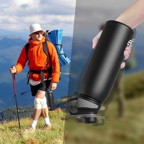 Image of Fjbottle Insulated Stainless Steel Water Bottle, 32 Oz Leakproof Water Bottles, Ice Reusable Tumbler, Double Wall Vacuum Jug, Lightweight Durable for Traveling & Sports, Workout, Blackgray