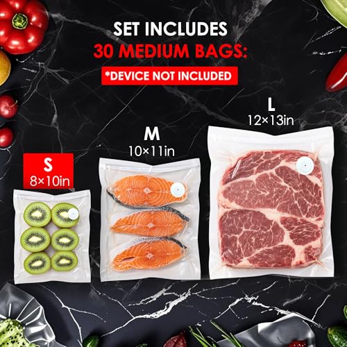 Image of Reusable Vacuum Sealer Bags for Food - 30 Small (8 x 10 in) For Elxis Vacuum Sealer (Without Vacuum Sealer)