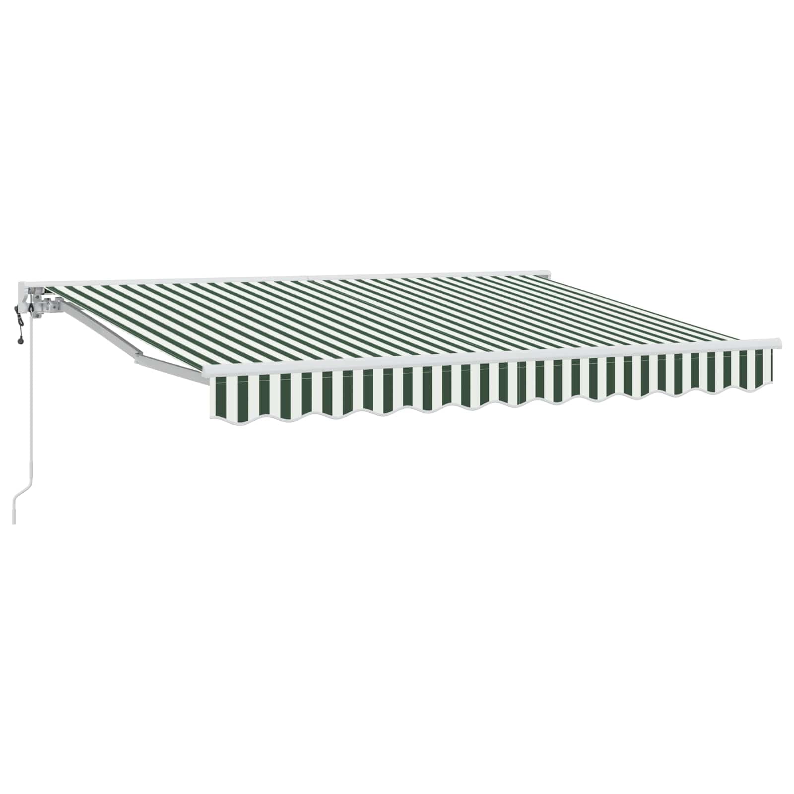 Auvent Rétractable Électrique 3 x 2,5 m Store Banne Motorisé avec Télécommande et Manivelle Manuelle pour Jardin Terrasse et Patio Design Semi-Cassette Vert et Blanc