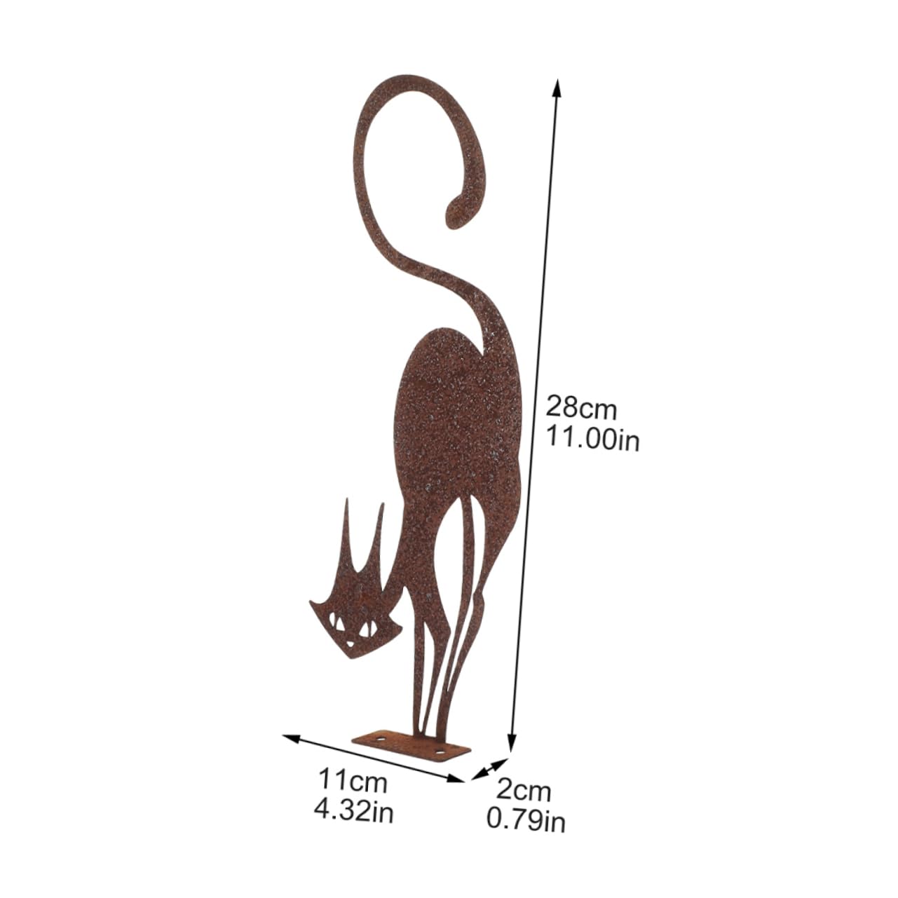 INOOMP 2 Figuras de Gato de Hierro Oxidado para Valla, Adorno de Jardín Exterior, Fácil de Instalar y Resistente, Adecuado para Patios y Jardines