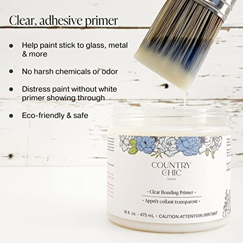 Clear Bonding Primer - Chalk Style Furniture Paint Surface Prep Clear Primer Base Coat - Adhesive Furniture & Decor Primer For Laminate, Glass, Metal, Oil-Based Paint Or Stain - Pint (16 Oz) #TOP1