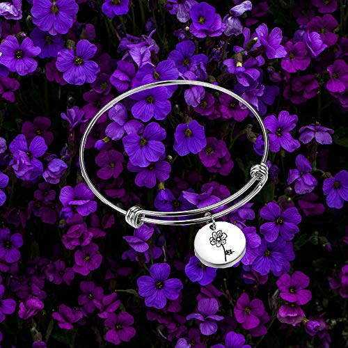 Image of Detailed Personalized Birth Flower Bracelet Birth Month Mom Bracelet Birthday Gift for Her (Oct.-Cosmos bracelet)