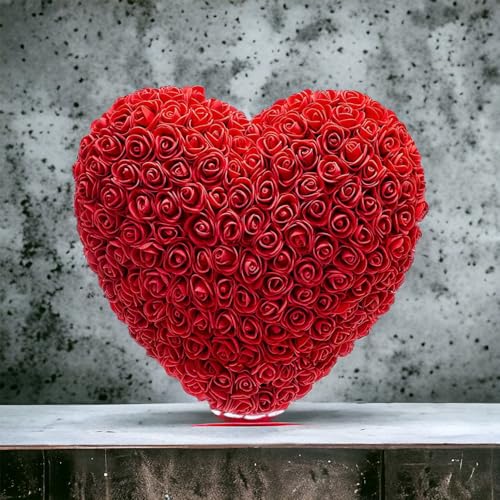 GMM Kunstrozenhart hart in doos geschenkdoos romantisch idee voor haar / hem Valentijnsdag vriendin of verjaardag vrouw Moederdag (rood)