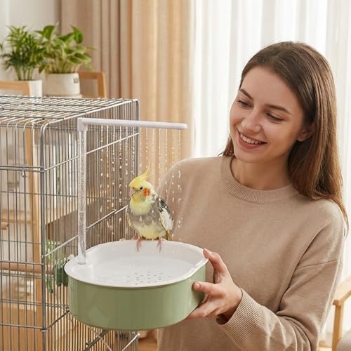 Baño de loro automático con ducha regulable USB para jaula de aves 3