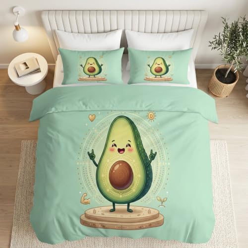 Housse de couette 220x240 cm parure de lit microfibre brossée avocat vert