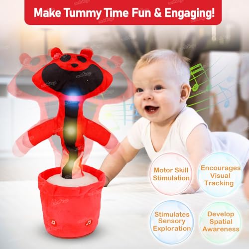 Image of Zest 4 Toyz Musical Talking Squid Cactus Dancing Music Game Toys Wriggle Singing & Repeats What You Say Funny Educational Sound Toys for Kids (Pack of 1) - Red