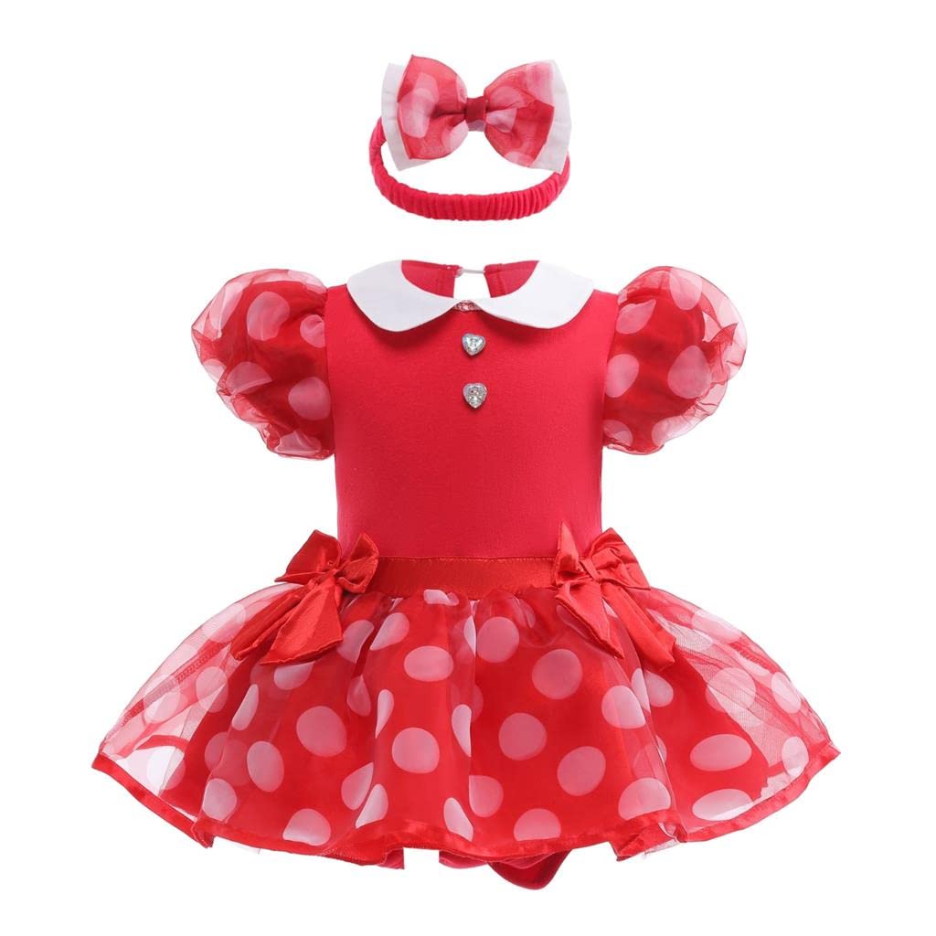 Lito Angels Baby Girls mouse Fancy Dress Up Costume Infant Bodysuit Romper with Bow Headband Age 18-24 Months, Red โ image 1