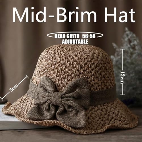 Sombrero de paja tejido elegante para mujer miniatura 3