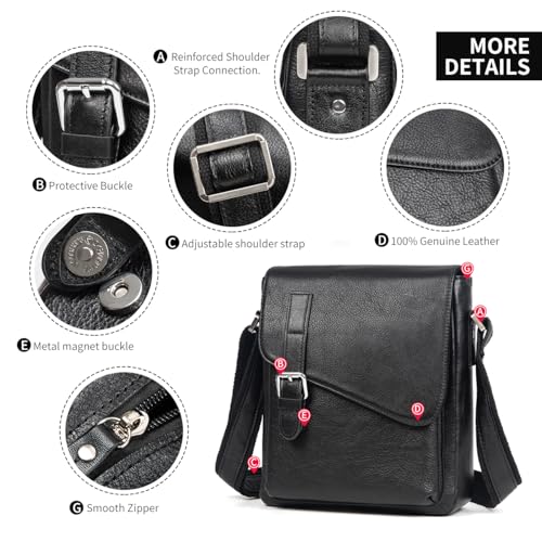 Image of Augus Leather Messenger Crossbody Shoulder Bag for Men, Fits 11.5 inch Tablet
