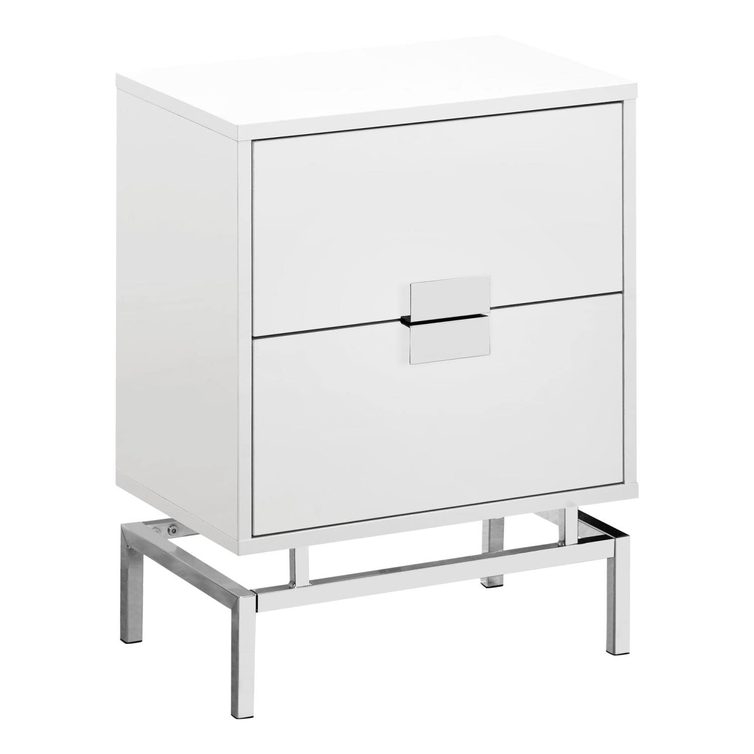 Monarch Specialties Accent, End, Night stand, Side Table, 2 Drawers, 24" H, White