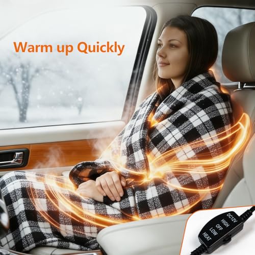 12V Heated Car Blanket, 57x40 with Timer - Image 5