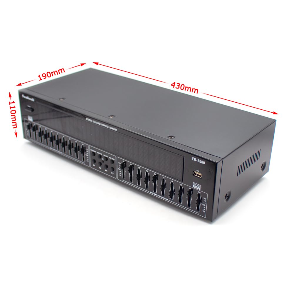 Professioneller EQ8000 Audioprozessor EQ Equalizer, Bluetooth 5.4, Optischer/Koaxialer Decoder, USB-Hi-Fi-Vorverstärker mit Fernbedienung