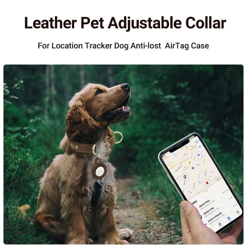 Catapurus Top Grain Leather Dog Collar, Heavy Duty Breathable Durable Hardware, Adjustable Rust-Proof Metal Buckle With Airtag Holder For Small Medium Large Dogs (S, Brown) #TOP2