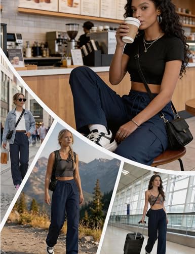 Image of Women's Cargo Pants 28 inch /30 inch Lightweight Quick Dry Casual Travel Pant Streetwear for Work Hiking Outdoor with 8 Pockets