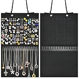 Kovpnor Hanging Earring Holder Organizer, Upgraded Wall Jewelry Organizer Storage for Earrings, Necklaces, Bracelets and Ankles, Premium Black Earring Display Hanger for Women & Girls