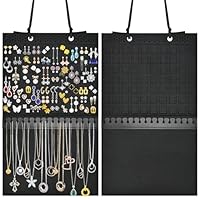 Kovpnor Hanging Earring Holder Organizer, Upgraded Wall Jewelry Organizer Storage for Earrings, Necklaces, Bracelets and Ankles, Premium Black Earring Display Hanger for Women & Girls