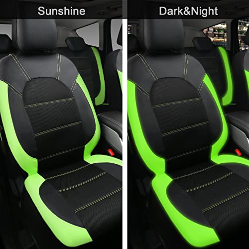 Image of CAR PASS Leather Car Seat Covers Front Seats only, with Air Mesh Front Seat Covers Breathable, Cool Automotive Seat Covers 2 Pack, Universal Fit Most Cars,SUV,Truck,Van Airbag Compatible(Black Green)