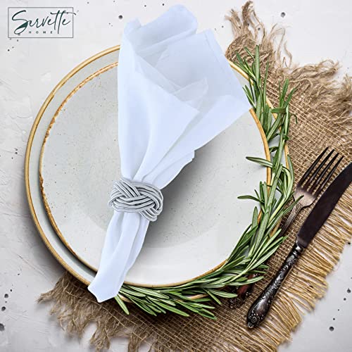 Silver Braided Rope Napkin Rings - Set Of 12 #TOP2