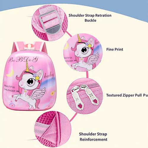 Image of BabyMoon Eggshell Multipurpose Kids Backpack | Children's School Bag for Boys & Girl's | Kids Travel Backpack | Unicorn Pink