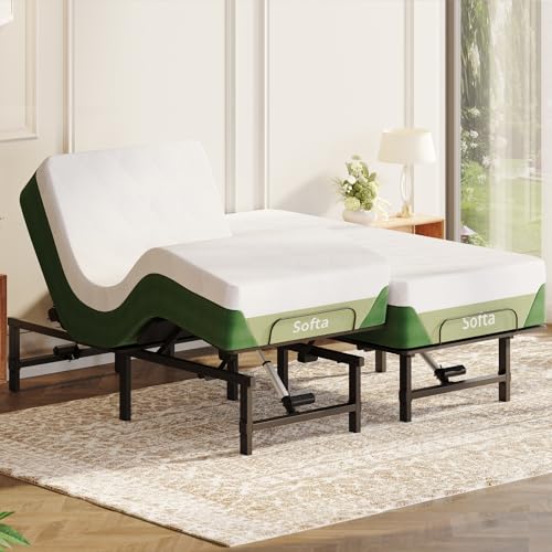 Image of Softa Split King Adjustable Bed Frame, Zero Gravity, Independent Head & Foot Incline, Wireless Remote, Memory Position, 900 Lbs Heavy Duty, USB Ports, LED Night Light, Anti-Snore, Electric Bed Base