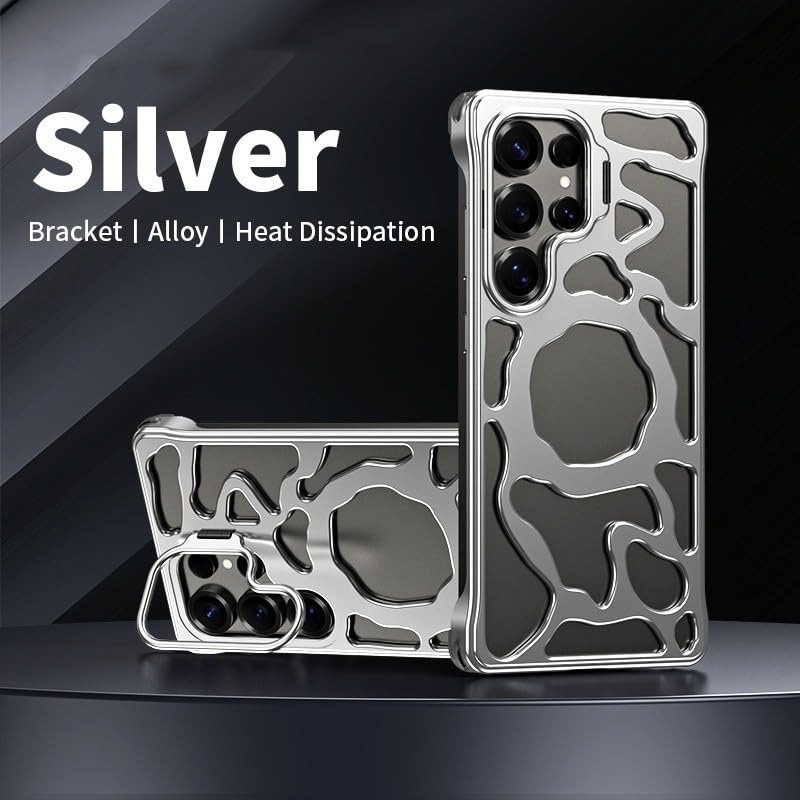 Coque rigide Galaxy S24 Ultra 5G 6.8" argentée avec support alu - 2