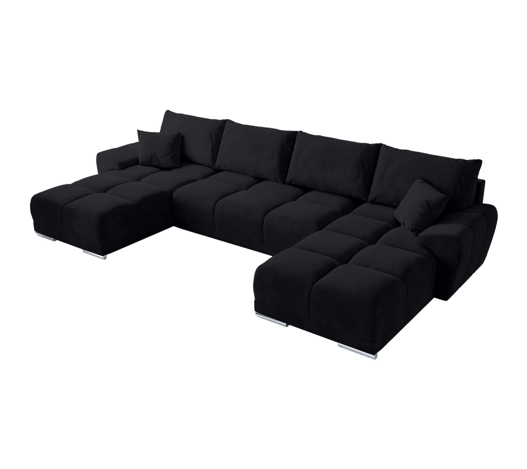 BROMARKT Ecksofa mit Schlaffunktion und Bettkasten 372x184x85 cm Sofa Eckcouch Wohnlandschaft U Form Couch Bettsofa siebensitzer Schlafsofa NUBES U Graphit