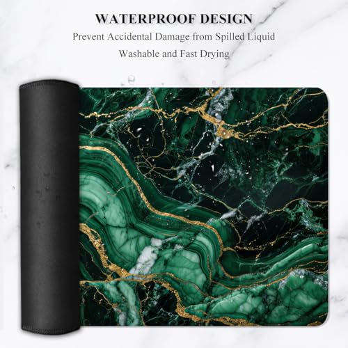Image of Auhoahsil Desk Mat, Ultra Large Mouse Pad, XXL Gaming Mousepad, Pretty Desk Pad, Big Extended Full Size Desktop Desk Matt for Keyboard, Laptop & Computer, 35.5 x 15.7 in, Green Marble