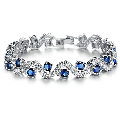 yoursfs Bracelet Bleu Aigue Marine Argent plaqué Pierres en Saphir et Cristal pour Femmes comme Accessoire ou Idée Cadeau Saint Valentin Anniversaire Mariage Cover