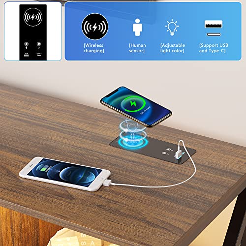 Hnebc Led Tv Stand With Usb/Wireless Charging Station,Television Stands With Auto Induction/Adjustable Led Lights,Tv Stand For 65+ Inch Tv And Storage Cabinet Suitable For Living Room(Brown) #TOP3