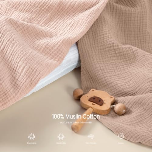 Image of lulumoon Muslin Bassinet Sheets 3Pack: Fitted Most Bedside Sleeper Mattress | Soft Cotton Bassinet Mattress Sheets for Baby - 33x21 inch Flexible Fit for Baby Delight Dream on Me and Other Rectangle pads