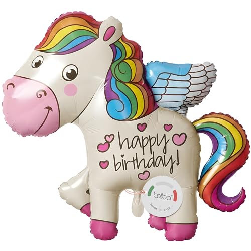 balloa Folienballon XXL Einhorn Regenbogen Helium Ballon Luftballon Geburtstag Kinderparty Deko Geburtstagsballon Einhorn für Mädchen Partydeko Regenbogen Ballon Geschenk Kindergeburtstag 85cm