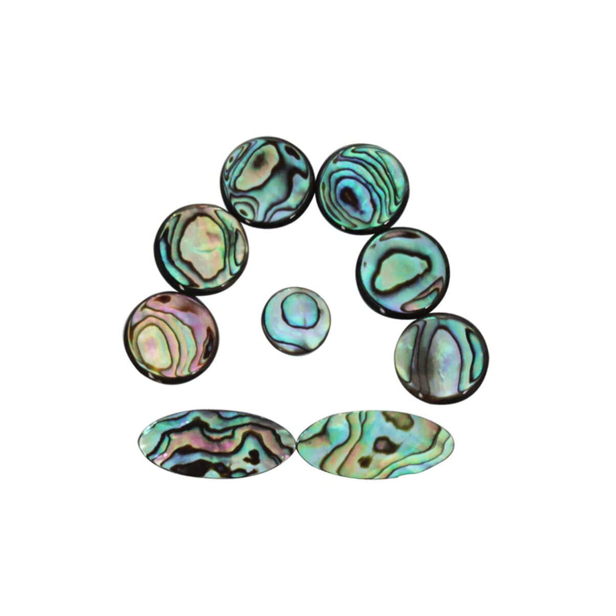 Boutons de Saxophone en Nacre d'Ormeau, Lot de 9 Pièces, 3 Tailles | Boutons de Saxophone Alto, pour Ténor et Soprano, Formes Rondes et Ovales, Toucher Lisse, Réduit la Fatigue