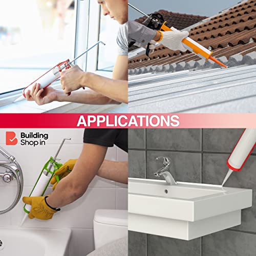 Image of Buildingshop.in Wacker Silicon Glue For Glass Transparent (PACK OF 5) (10.1 oz Tube) For Waterproofing Windows, Aquarium, Tiles, Kitchen Also For Bonding Gel Gun (Wacker GP, Black)