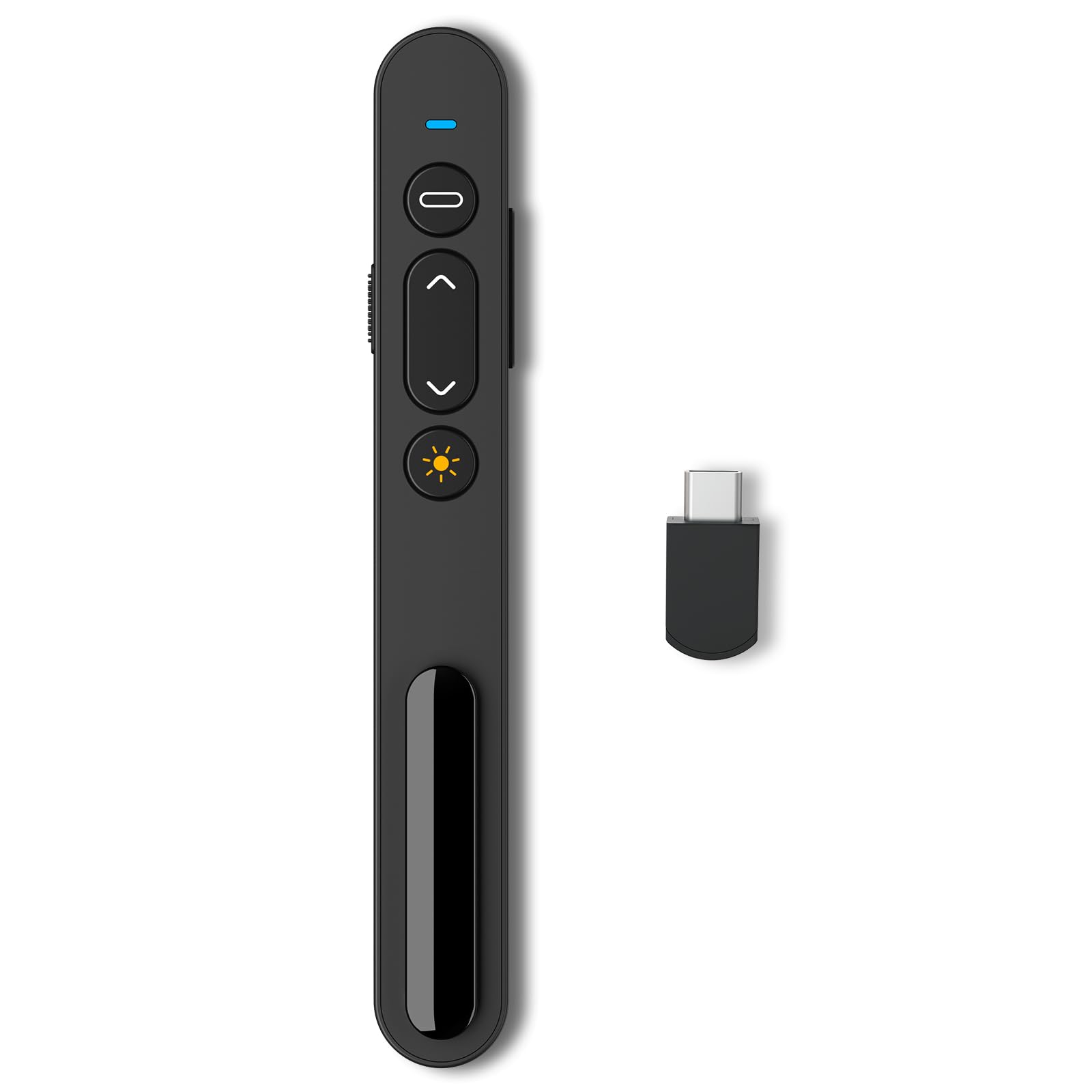 Puntero Presentaciones, Presentador Inalámbrico de 2,4 GHz con Receptor USB-C Control Remoto de Presentación para Profesores, Oficina, Reuniones, informes - Admite Hipervínculo y Control de Volumen