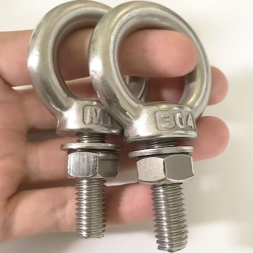 Image of Shoulder Eye Bolt, M10 Stainless Steel Eye Bolts 1.2 inch Heavy Duty EyeBolts Screws, 4 PCS M10 (Thread Length 30mm), Accessories Include Nuts and Washers Set