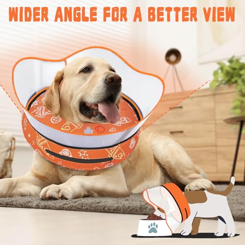 Image of Elevated Inflatable Dog Cone Collar to Stop Licking, Dog Donut Collar After Surgery, Soft Pet Cone Alternative for Small Medium Large Dogs
