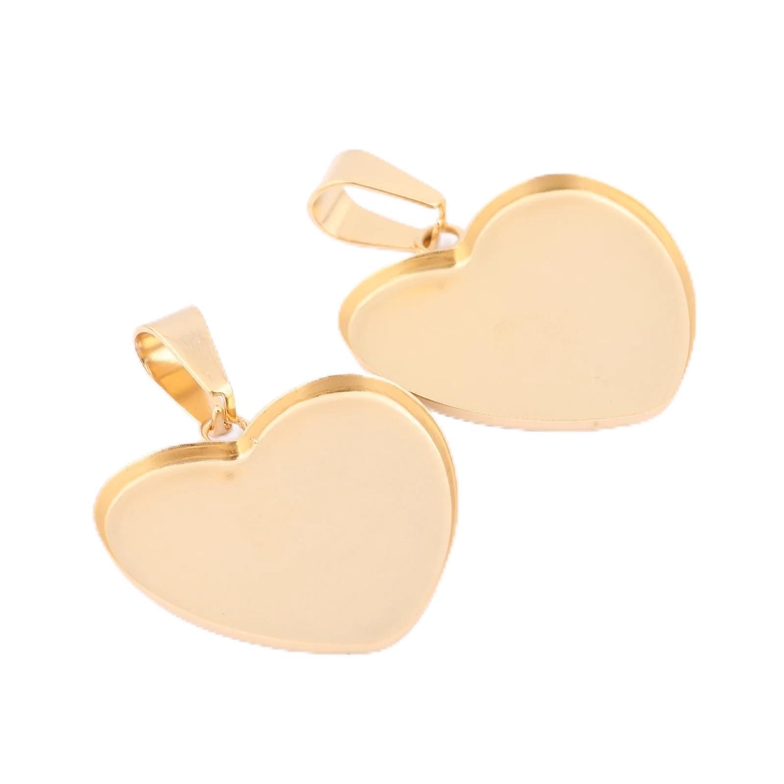 Supports pour pendentifs, Base de cabochon coeur lunette en acier inoxydable(Gold Plated)