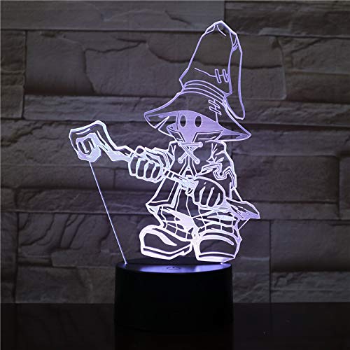 Lampara LED Videojuego Vivi Final Fantasy 9 FFIX Cambia Color USB Luz nocturna y decoración