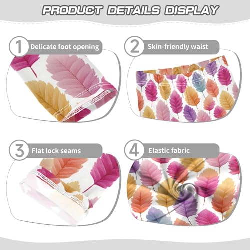 Girls Leggings Watercolor Fall Leaves Soft Toddler Leggings for Girls Kids Pants Size 4T-10T3