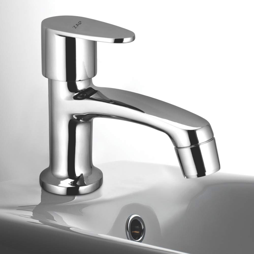 ZAP Pluto Pillar | Premium Brass Long Body Bib | Chrome Plated Tap for Hot or Cold Water | Ideal for Bathroom, Kitchen & Wash Basin | Sleek Modern Design