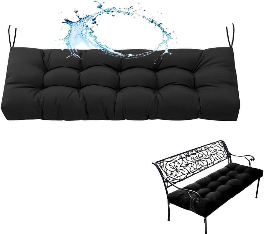 Waterproof Outdoor Bench Cushion, Waterproof Bench Cushion for Outdoor/Indoor Furniture, Tufted Patio Bench Seat Cushion, Outdoor Cushions for Porch Swing Couch (Navy Blue, 39 * 19.7in)