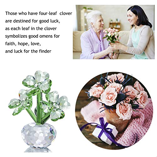 Qfkris Crystal Flower Dreams Four-Leaf Clover Figurine Collectibles Crystal Ornament #TOP6