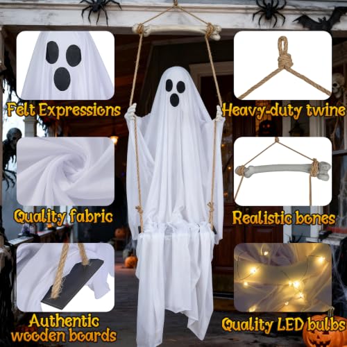 4.8' Hanging Swing Ghost Halloween Outdoor Decoration - image 6