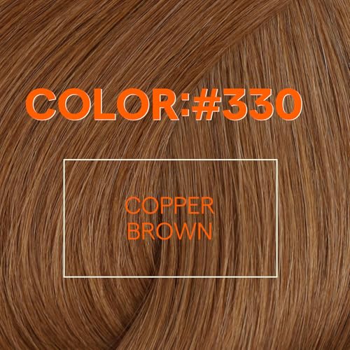 Image of Full Shine 18 Inch Weft Hair Extensions Human Hair Color Copper Hair Extensions Dark Auburn Sew In Weft Extensions Real Human Hair Remy Weft For Women Sew In Hair 105G