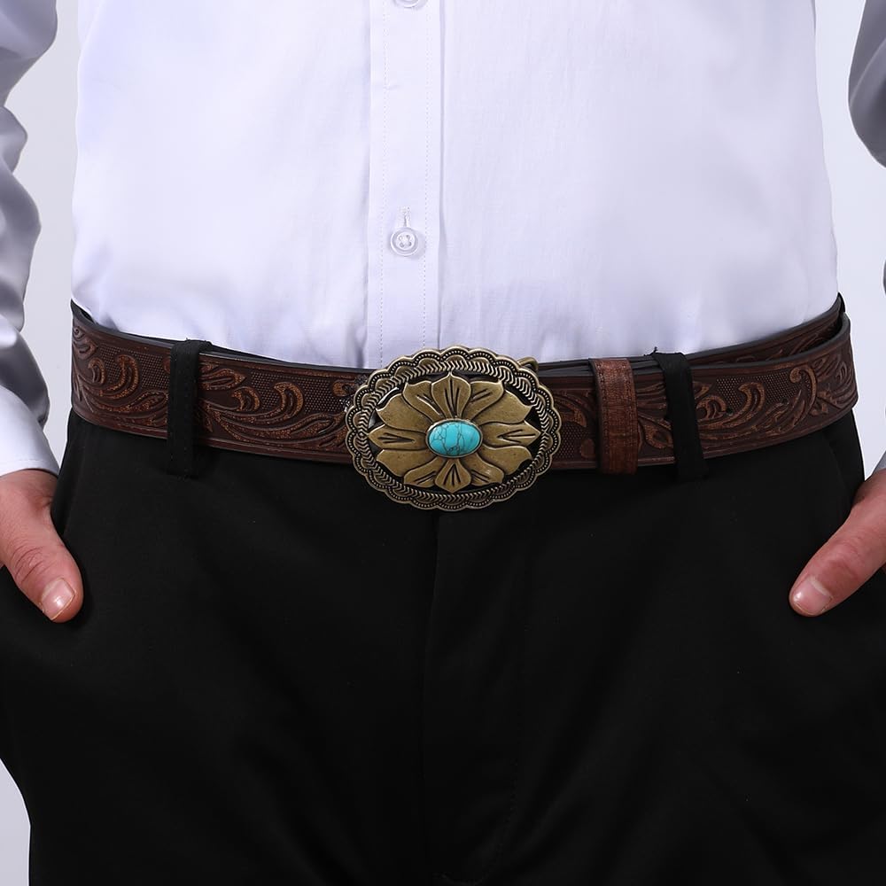 Belt Buckle for Men Women, Western American Flag Snake Turquoise Belt Buckles Cowboy Cowgirl Rodeo Big Country Accessories - Image 5