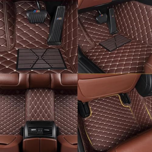 Image of Premium 7D Car Floor Mat Full Set for MG M9-7 Seater (All 3 Rows)|| Luxury Leather with Grass Mat Complete Set || 100% Waterproof and Washable || Color : (Coffee)